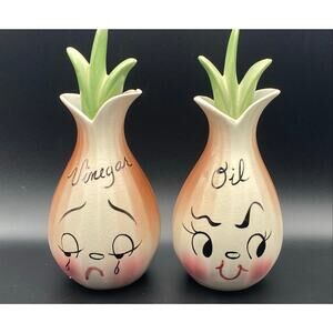 DeForest of California Pottery Anthropomorphic Oil & Vinegar Set Cruets